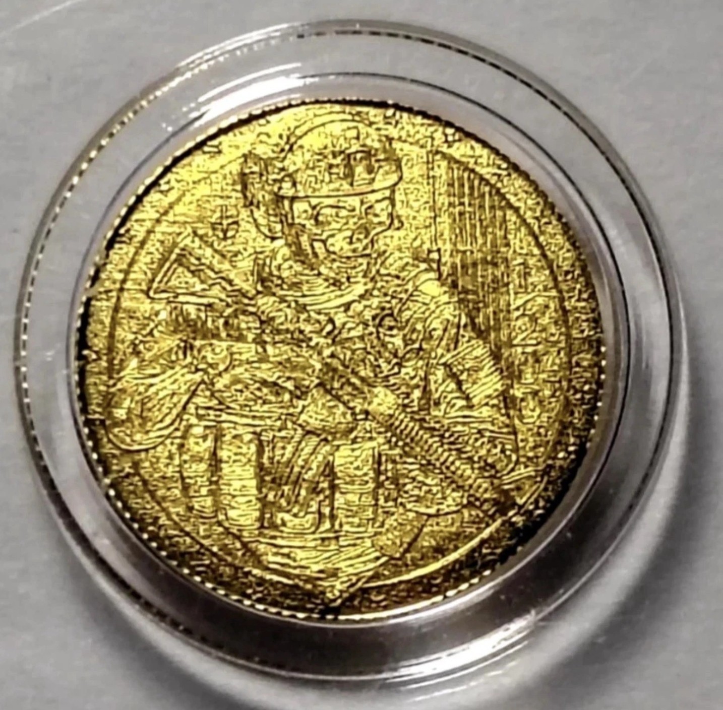 Monarch Mint 1/200 oz .9999 Fine Gold Tactical Skeleton Round Coin In Capsule