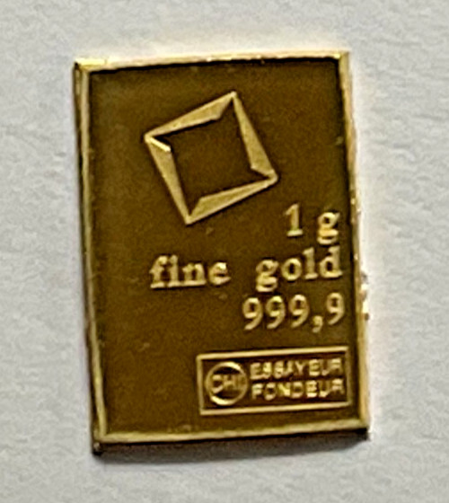 Lot Of 2- 1 Gram Gold Bar Loose -Valcambi Suisse .9999 Fine Gold, Secondary Mkt