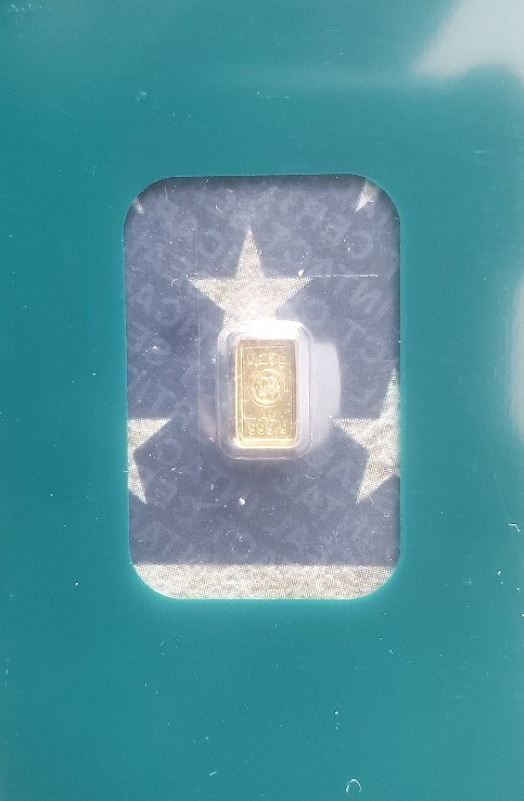 1/4 Gram Mennica Polska Gold Bar 999.9 AU Fine, in Assay Card
