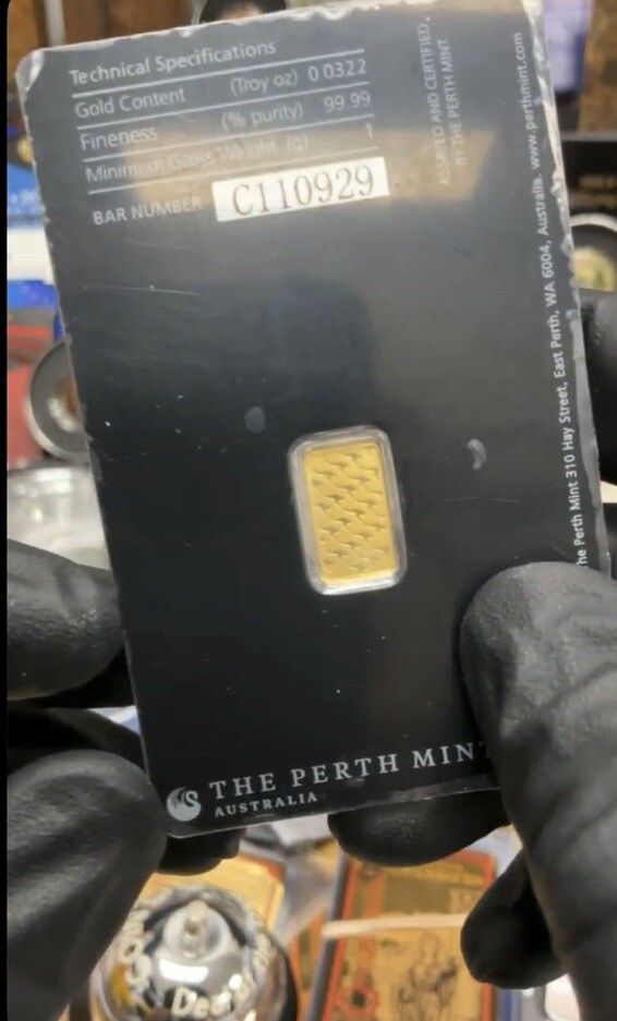 1 Gram 9999 Solid Gold Perth Mint Kangaroo Investor Ingot Bar Sealed Certified