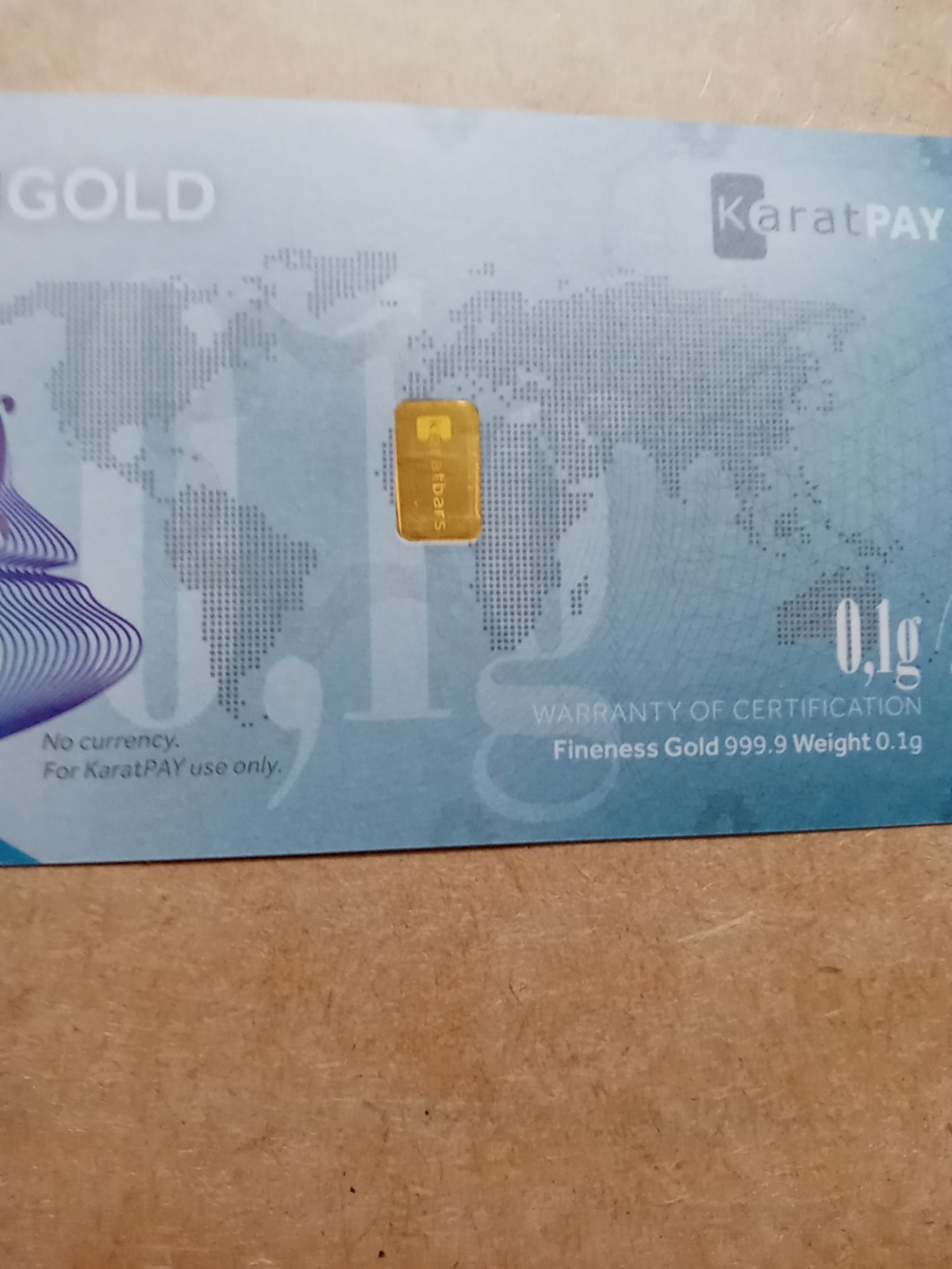1/10 Gram .1 gram Gold – CASHGOLD – KaratPAY – .9999 Gold – In Gold we Trust