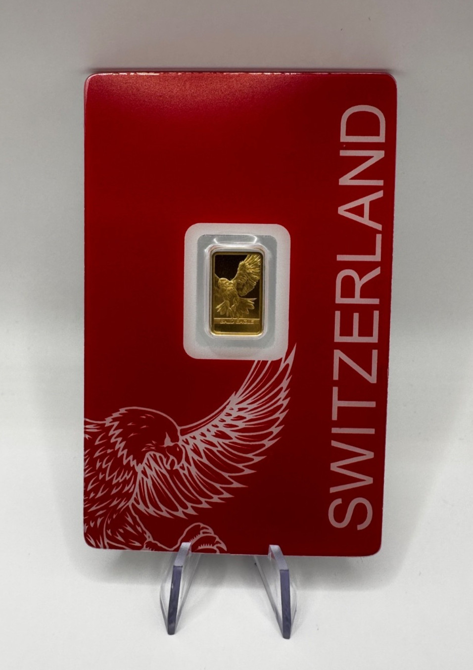PAMP Suisse Bald Eagle 1g Gold Bar .999 Red Series Switzerland Goldbarren
