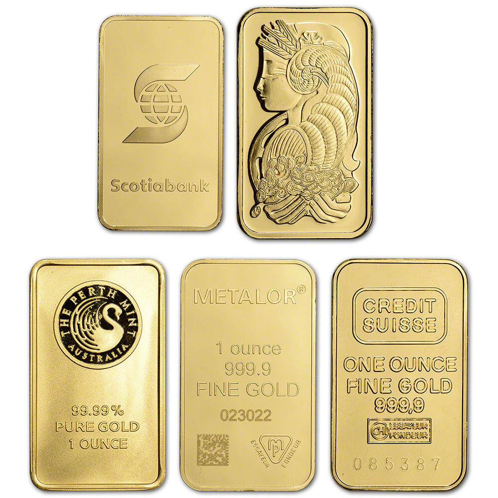 1 oz. Gold Bar – Random Brand – Secondary Market – 999.9 Fine