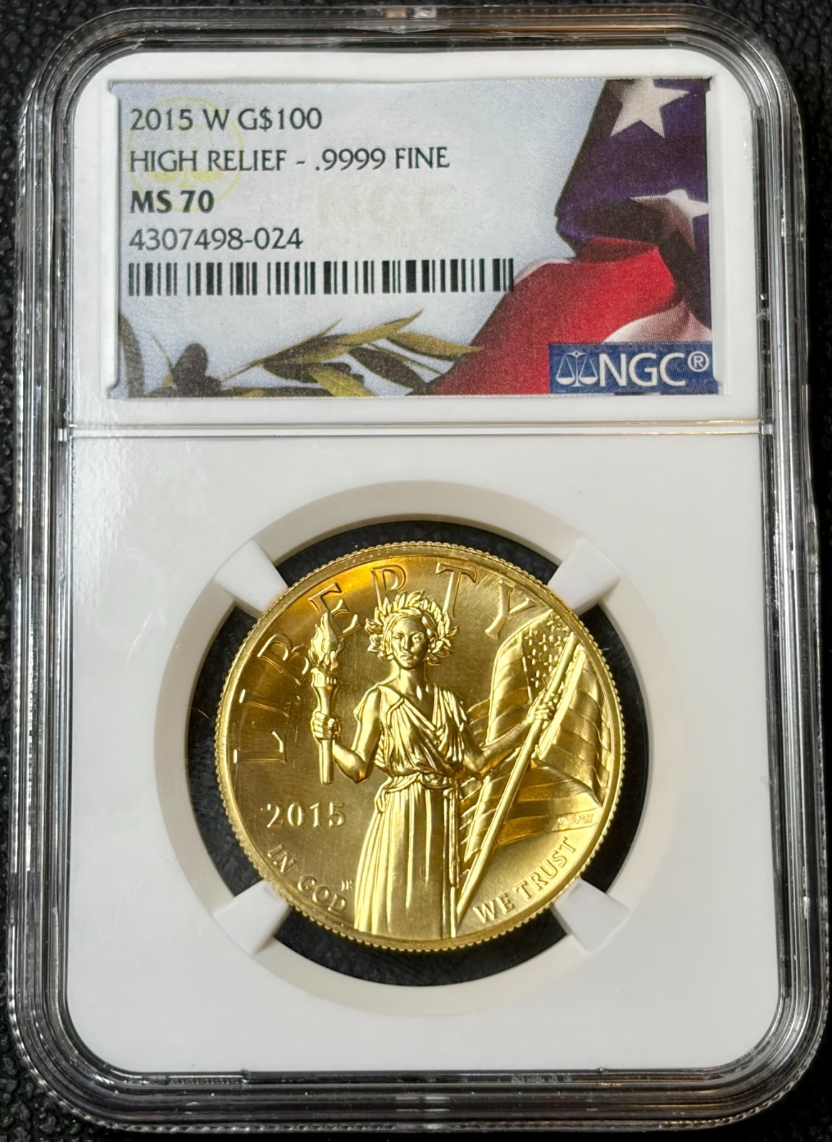 2015-W NGC MS70 Gold $100 American Liberty High Relief .9999 Fine