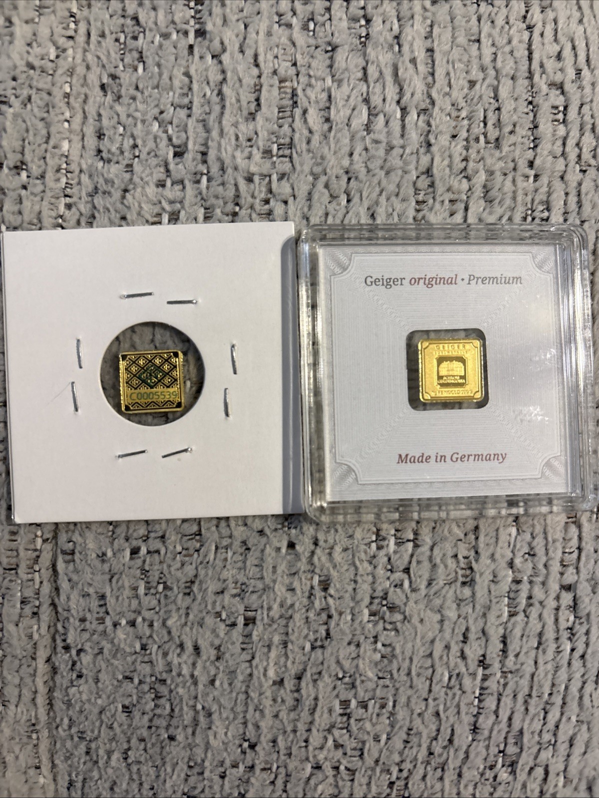 1 Gram Gold Gieger In Assay .9999 Plus 1 Gram Gold Gieger. Both!