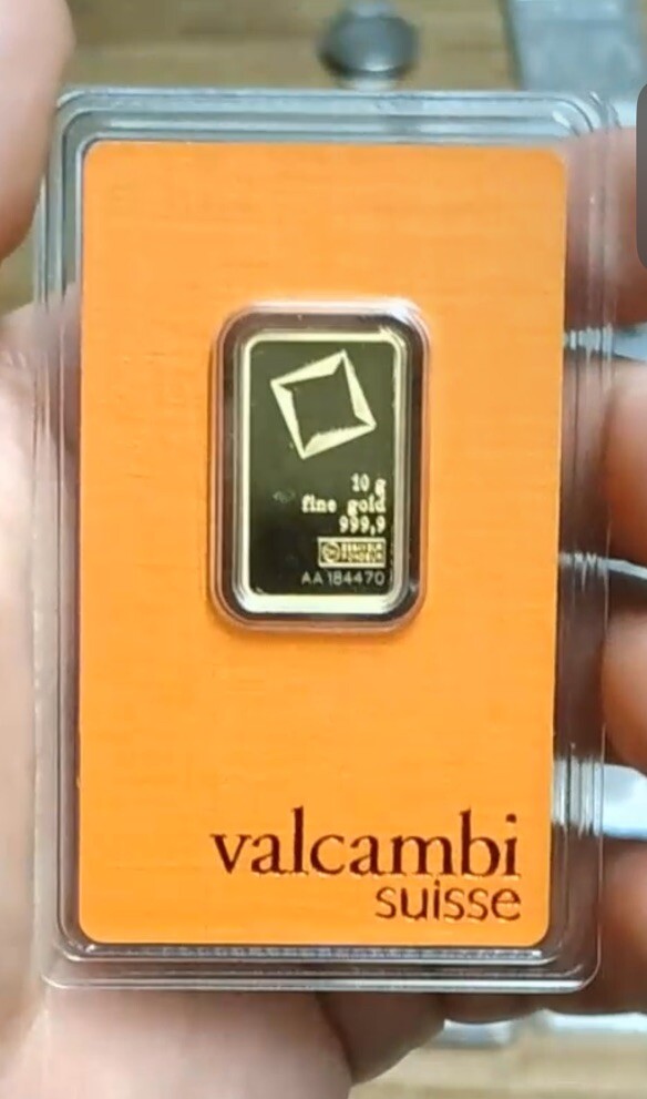 10 Gram Valcambi Suisse .9999 Fine Gold Bar Certified Assay -PURE 10 Grams TUQBA