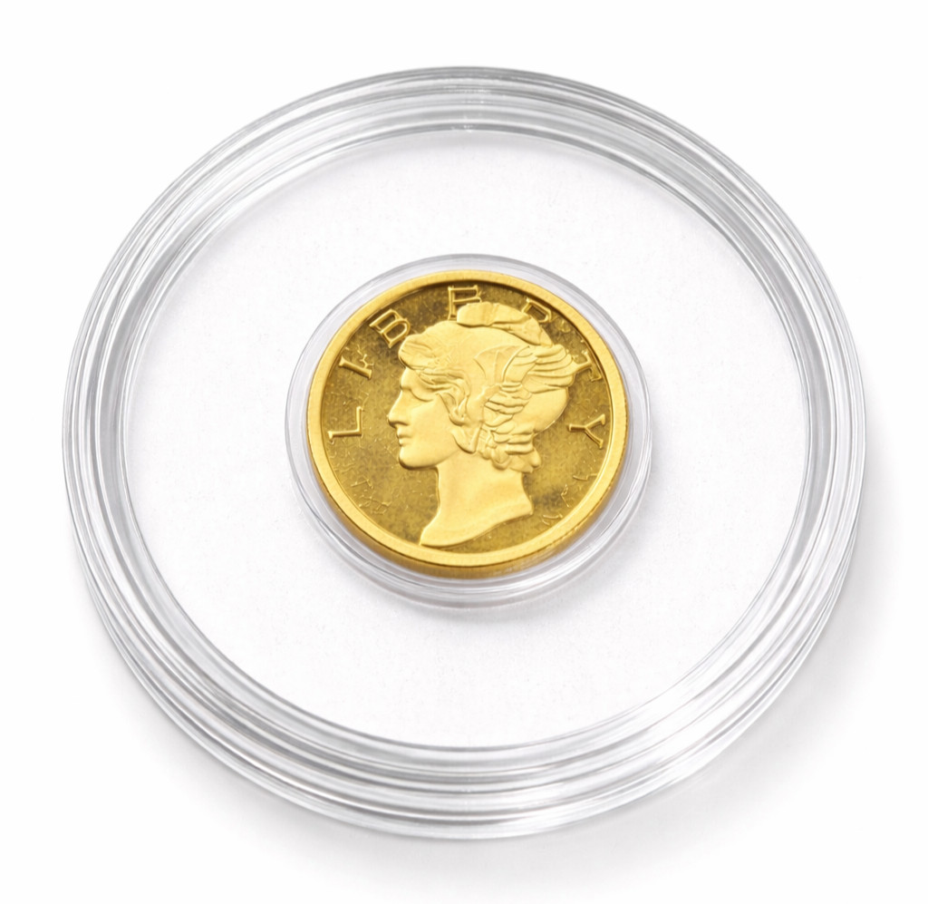 Tube of 20 Mercury Gold Dimes 1/200 oz .9999 Pure Gold Bullion Rounds Collector