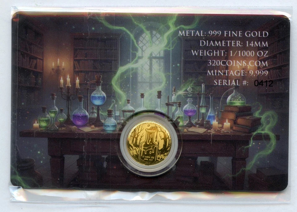 Jekyll & Hyde Gold 1/1000 Oz 999 Fine Round in Card Bullion Limited Edition