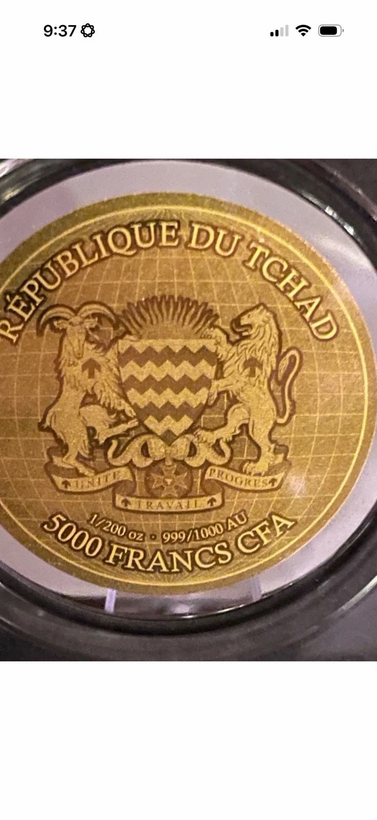 Chad 1/200 oz Gold Coin Foil Tribute of 1933 $20 Double Eagle Coin in Case w/COA