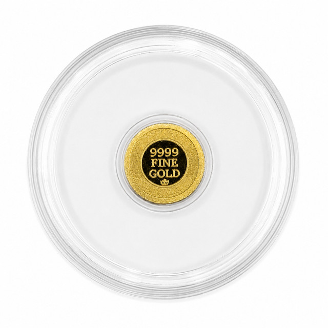 1/4 Gram .9999 Fine Gold Round White Tailed Deer Monarch Metals In Clear Capsule