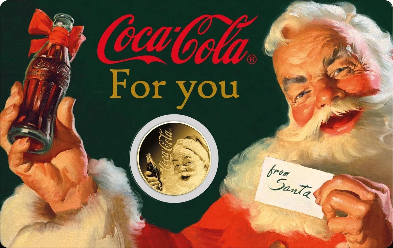 Chad 3000 CFA Franc Coca Cola Santa Christmas 1/1000 Oz .999 Gold in Card
