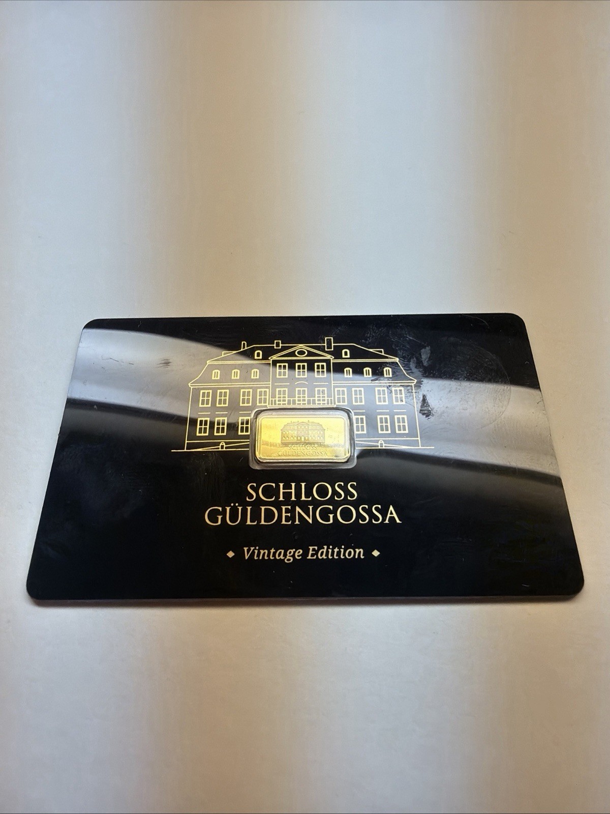 Geiger Schloss Guldengossa Vintage Edition Carded Gold Bar .5 Gram .999 Fine