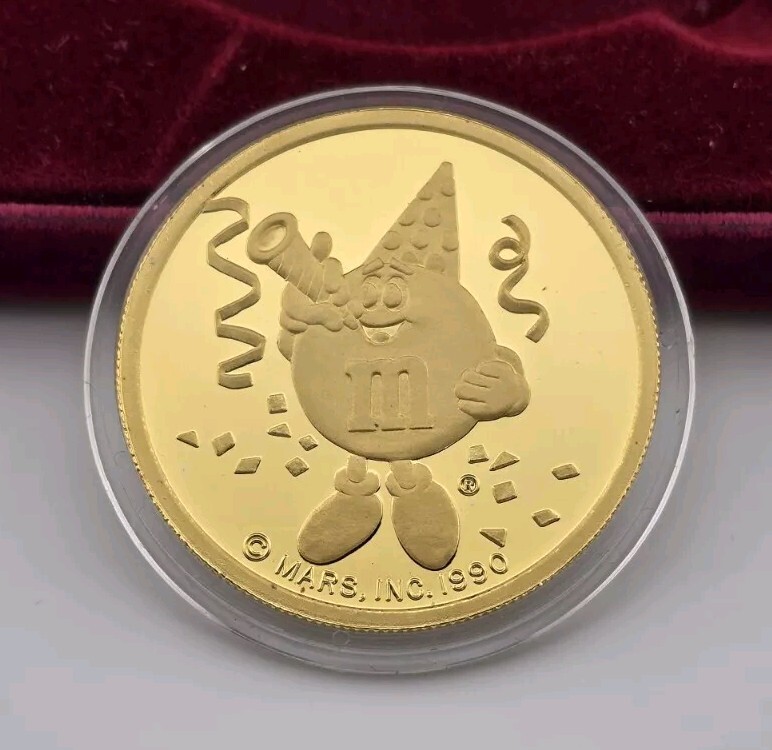 1990 M&M’s Chocolate Candies 50th Anniv. 1oz .999 Gold & Silver Rarities Mint