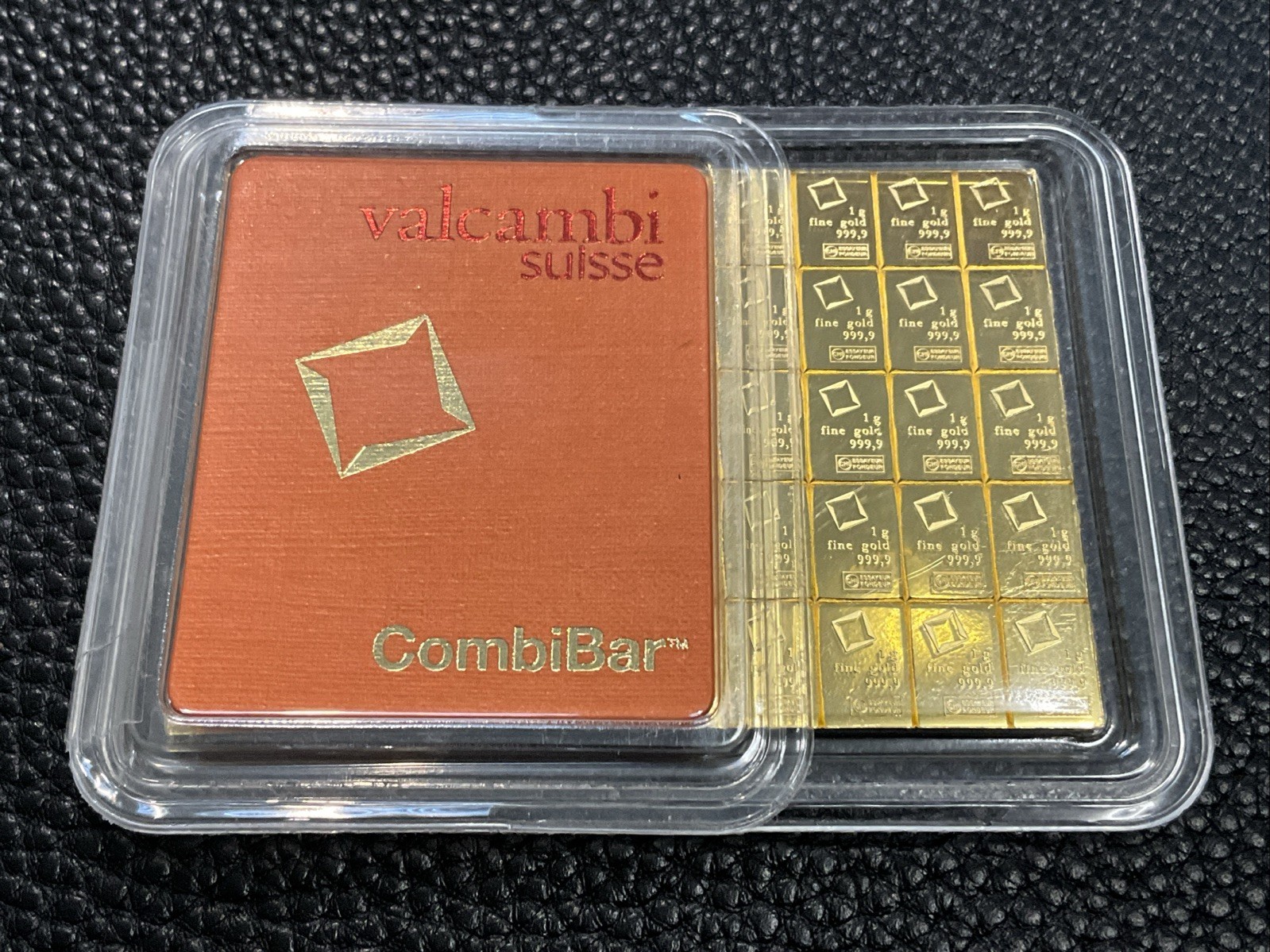 1 gram Gold CombiBar™ Valcambi Suisse .9999 Fine Gold Bar On Playboy Cover Card