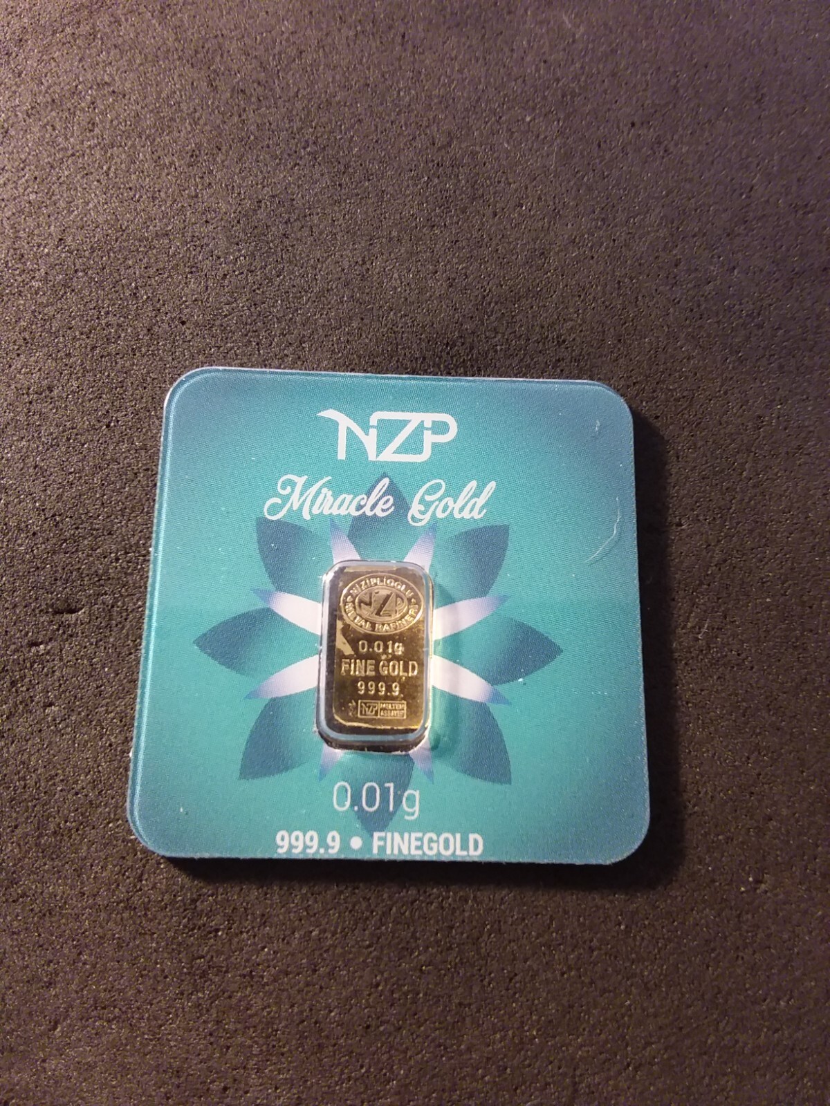 1 X .01 Gram 999.9% 24 karat solid gold. sigma verified. Special hologram.