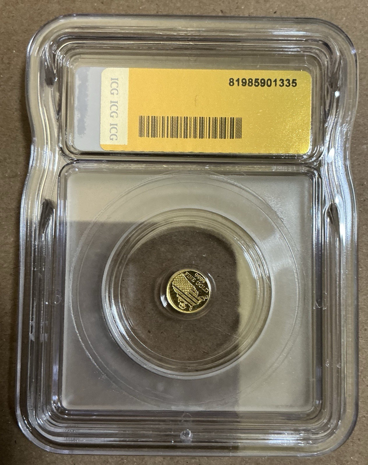 Gold Eagle Head 1/500th Troy oz .999 Gold Round ICG MS70 ND