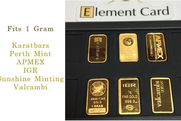 Element Card & 1g Double Dragon .999 Fine Silver Bar Ingot Holds Bullion Bars