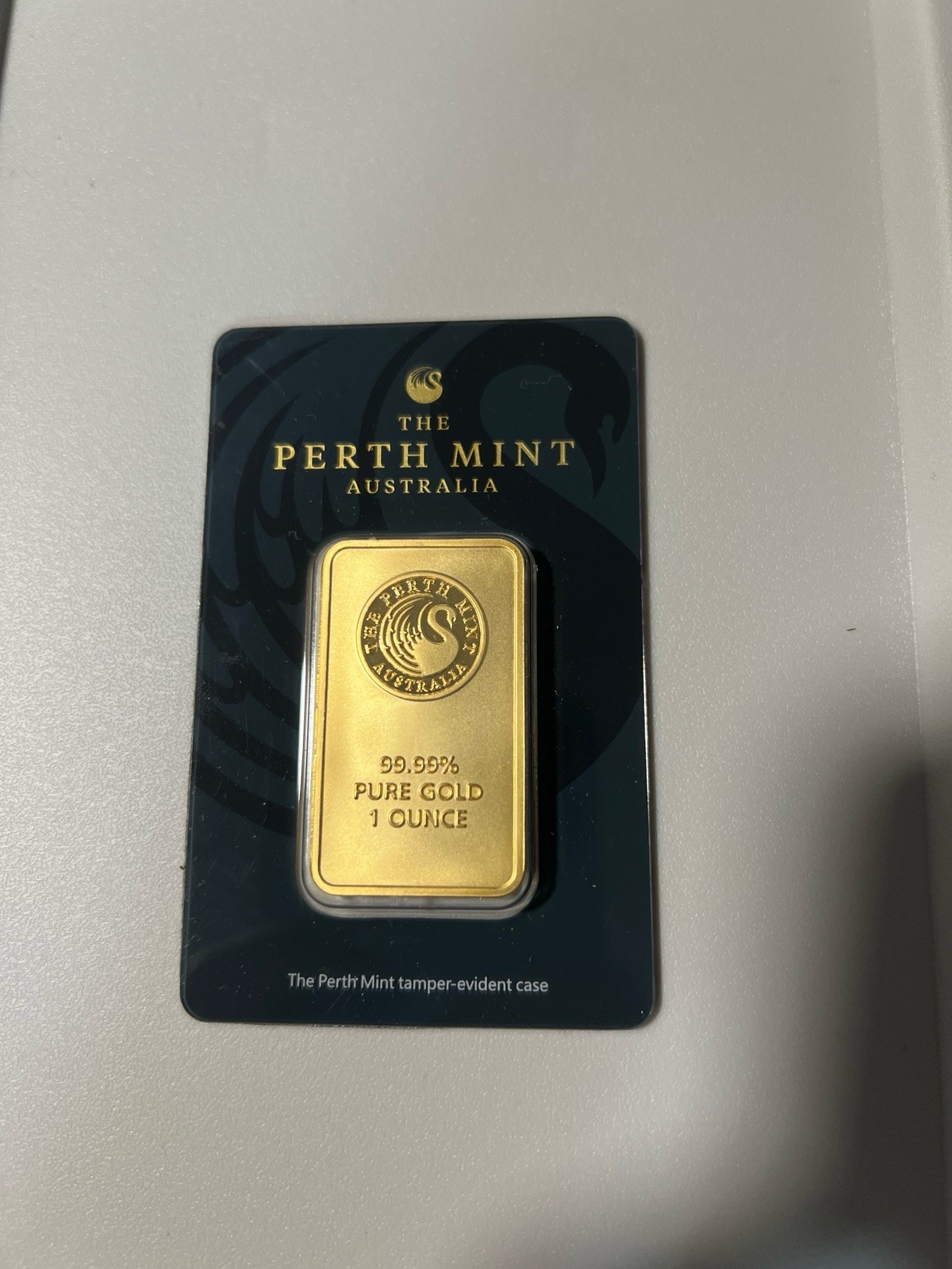 Perth Mint Australia Gold 1 Ounce Assay Card Tamper Case Plate Bar 99.99% Pure