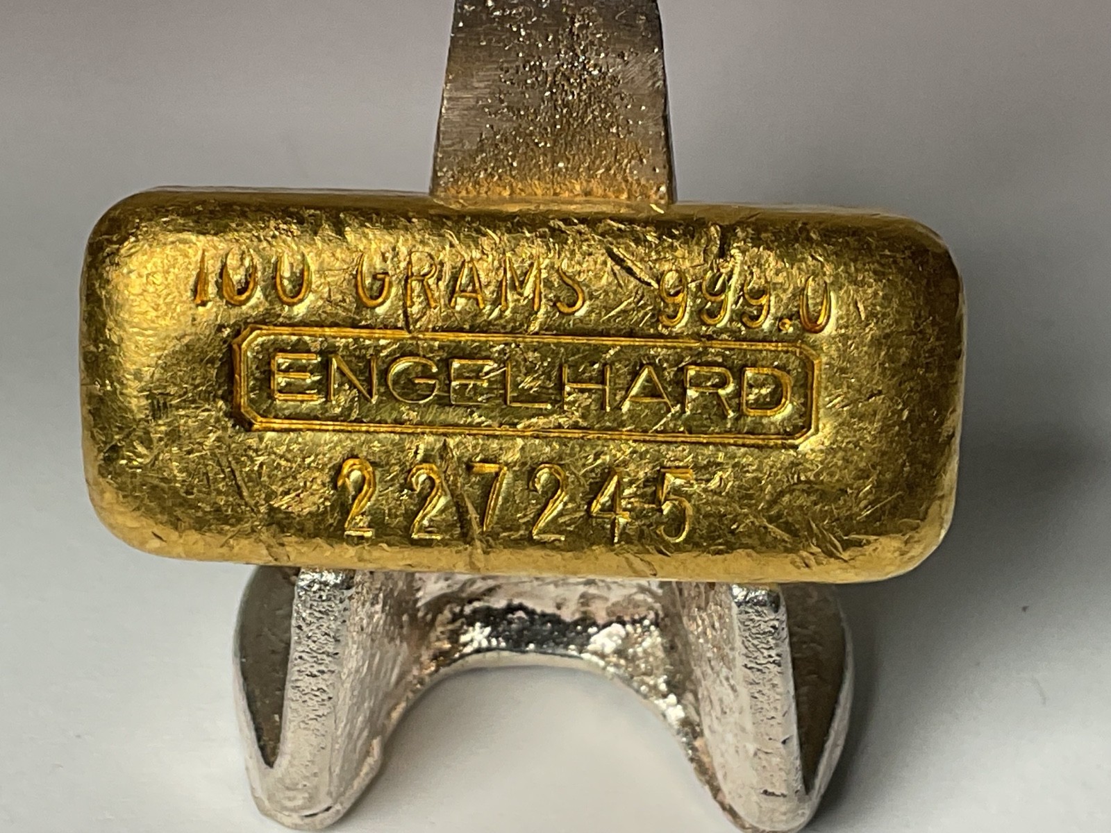 Vintage 100 Gram Engelhard 3.215 oz Gold Poured Bar .9999 100g 100 g