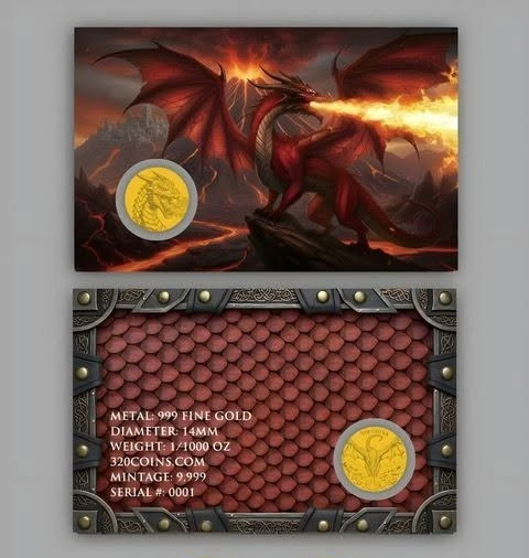2026 Fire Dragon 1/1000 oz Gold Round (9,999 Mintage)
