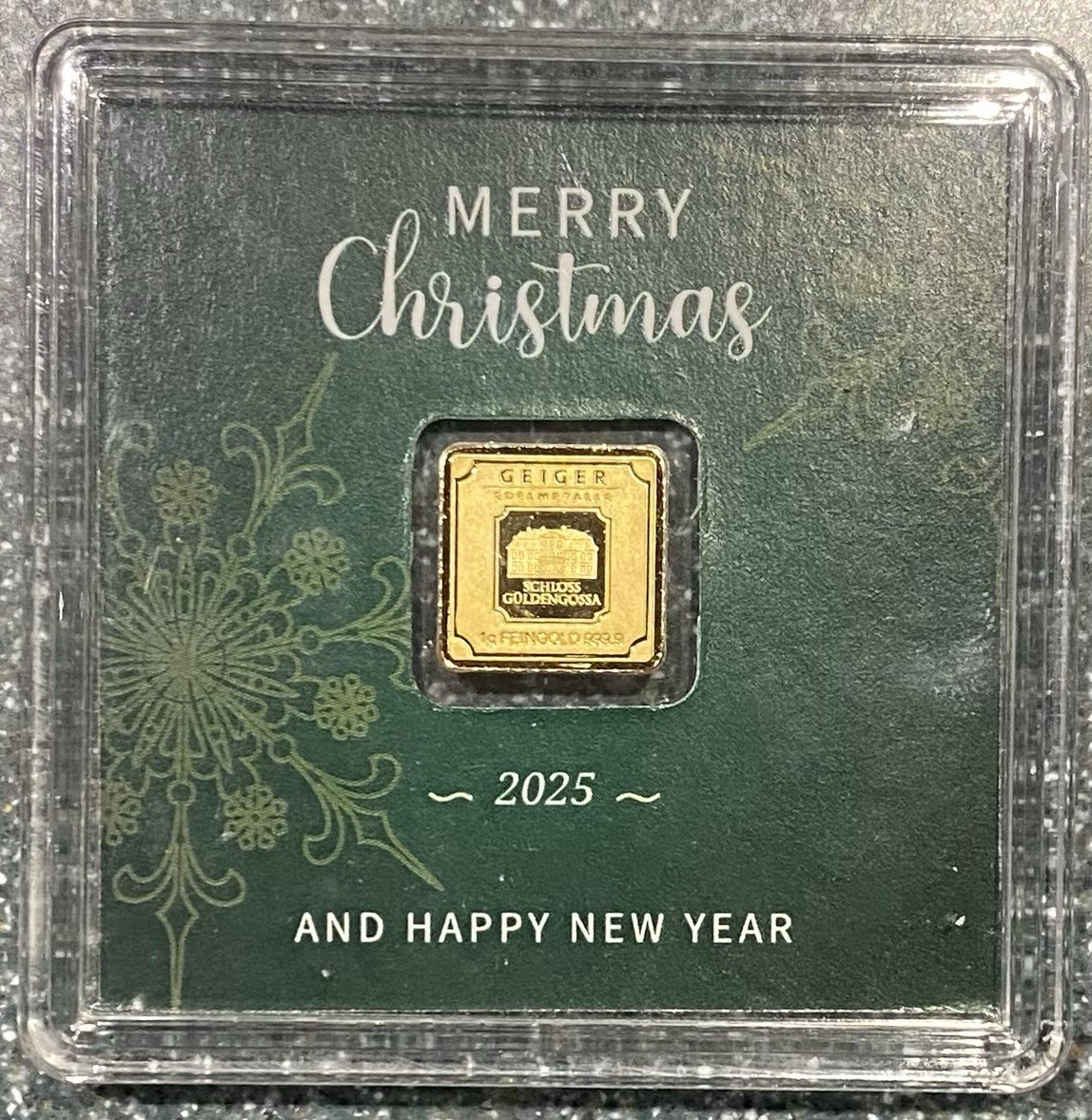 2025 Geiger 1 gram .9999 Gold Bar MERRY CHRISTMAS & HAPPY NEW YEAR 🎄🎅🎉🎊