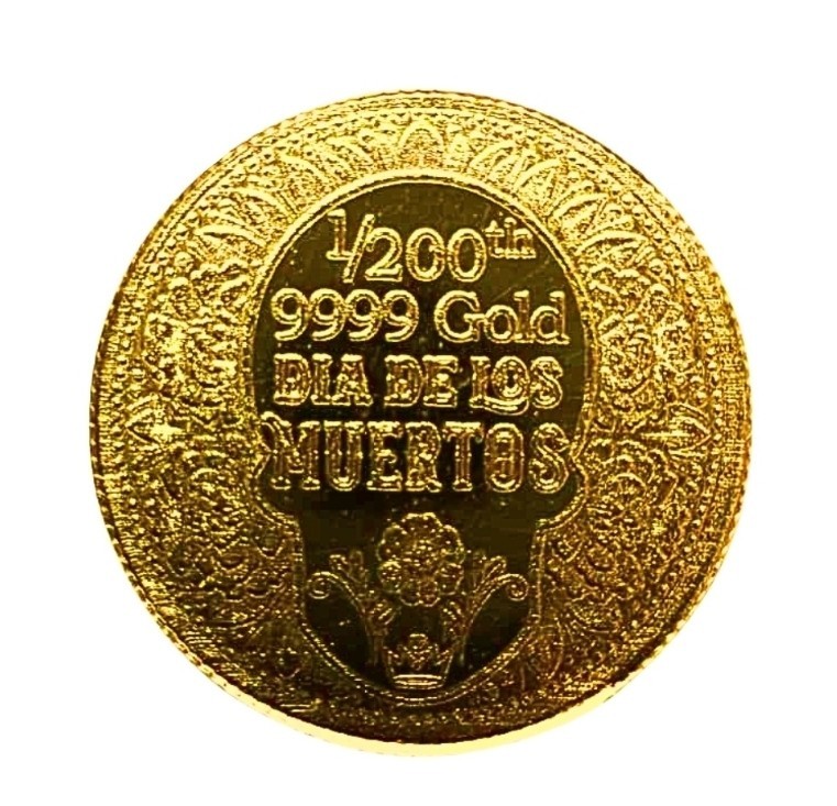 Lot 5 x 1/200 oz .9999 Fine Gold Round 1/2 Tube Day of the Dead Rose In Capsule