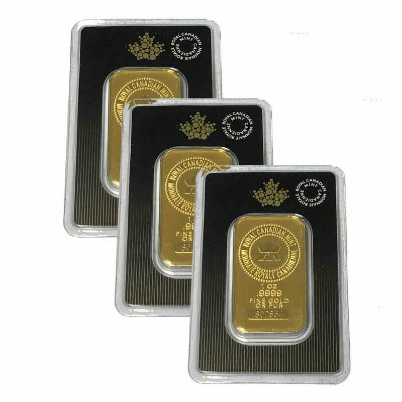 Lot of 3 Gold 1 oz Random Brand .9999 fine Gold Bars in Sealed Assay Cards