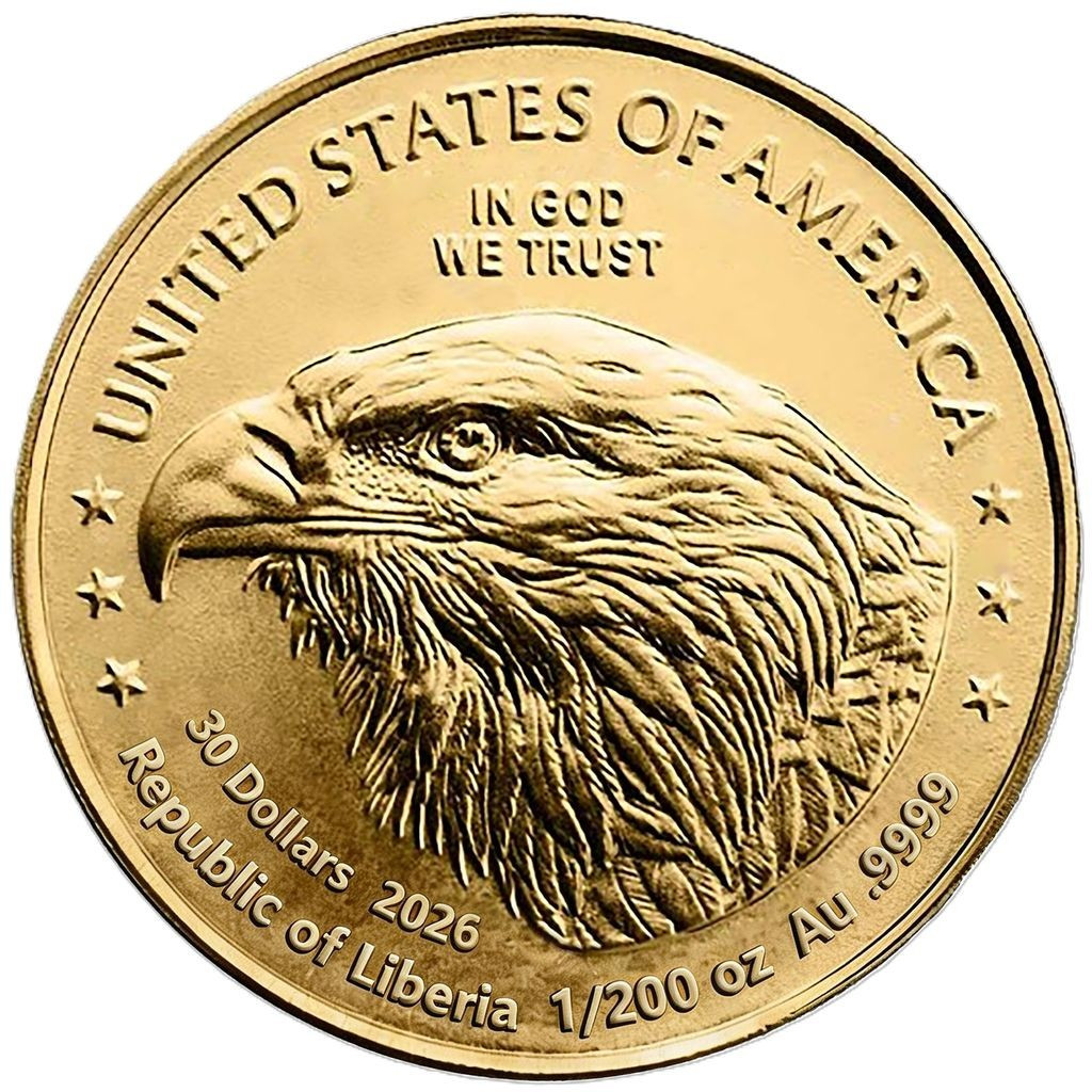 2026 Liberia American Gold Eagle 1/200oz 9999 Gold Coin in Themed Card