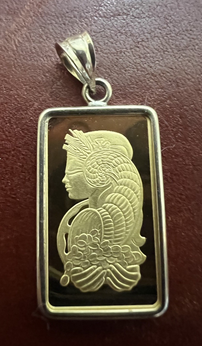 5 G. 999.9 GOLD PAMP LADY FORTUNA VERISCAN™ BAR & FREE WITH PURCHASE 14K BEZEL!