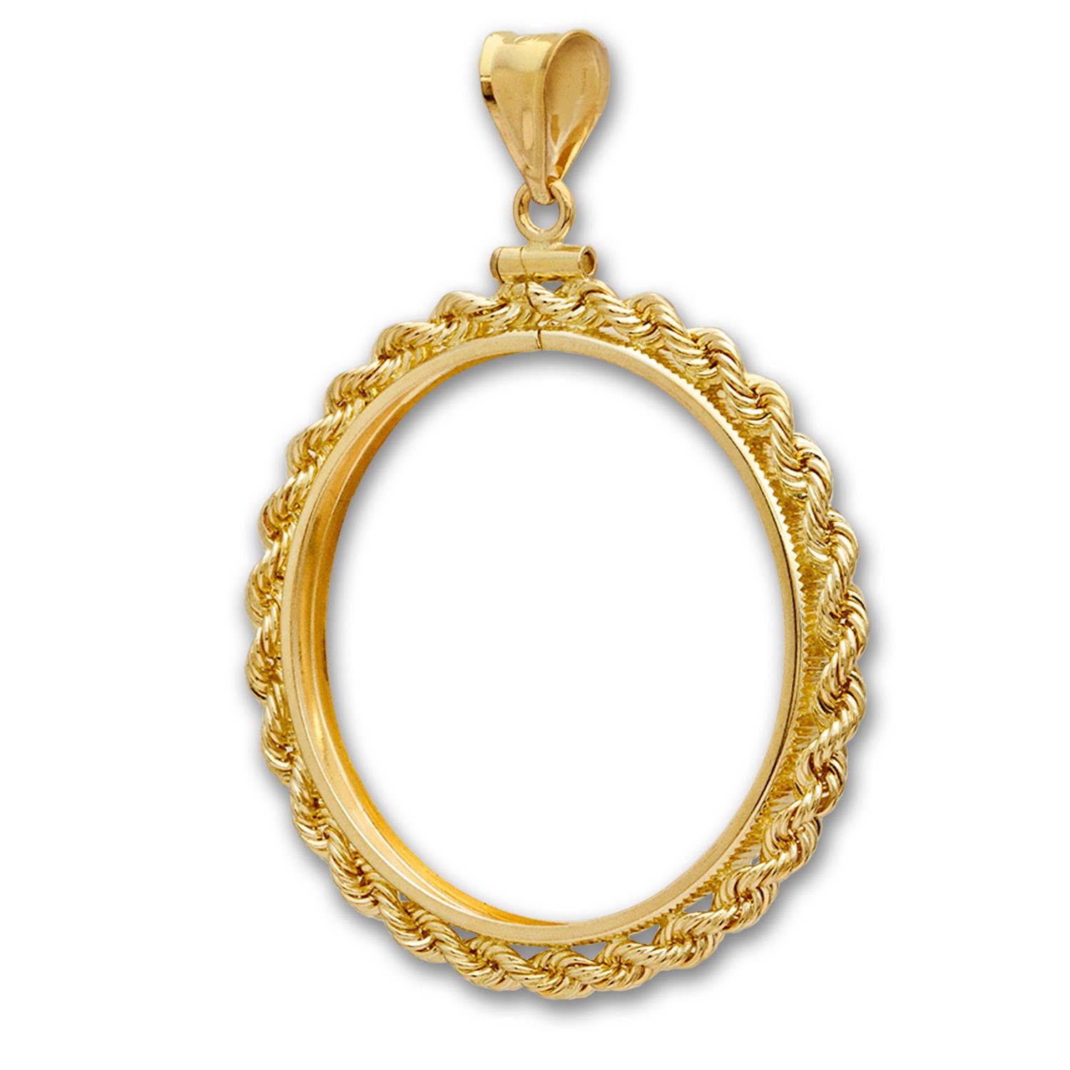 14K Gold Screw-Top Rope Polished Coin Bezel – 17.8 mm