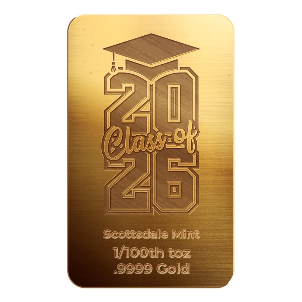 2026 Graduation 1/100 oz .9999 Gold Bar – (Certi-Lock®) Gold Bullion Bar #A147