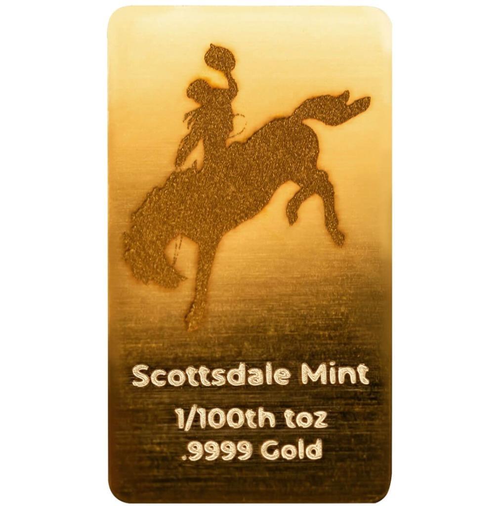 1/100 oz .9999 Gold Bar – Cowboy Hallmark Gold Bullion Bar #A564