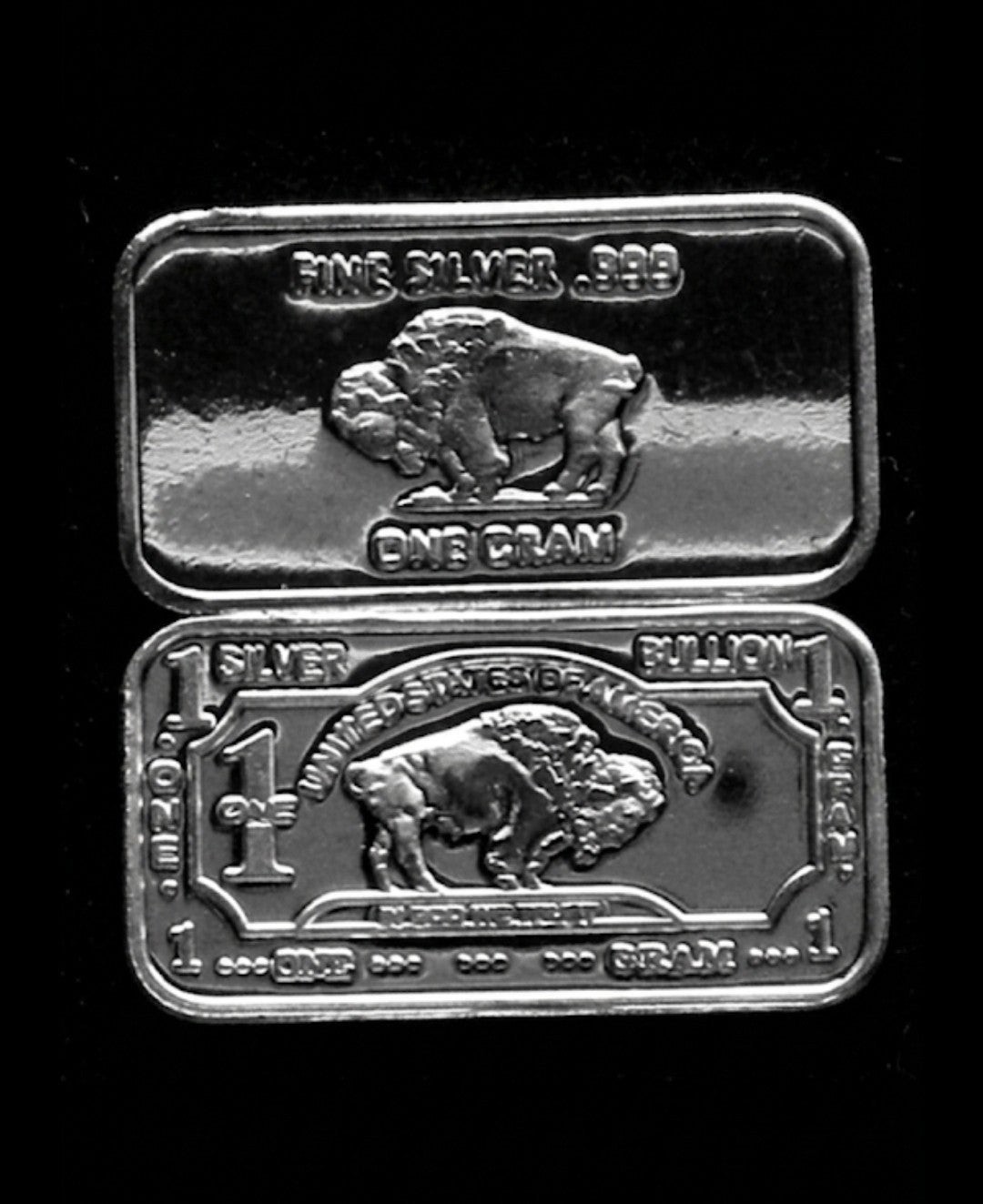 Lot 50 x Silver 1 Gram Buffalo Bars