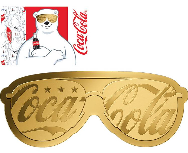 Coca Cola Sunglasses 1/1000 Oz .999 Gold in Coin card 2023