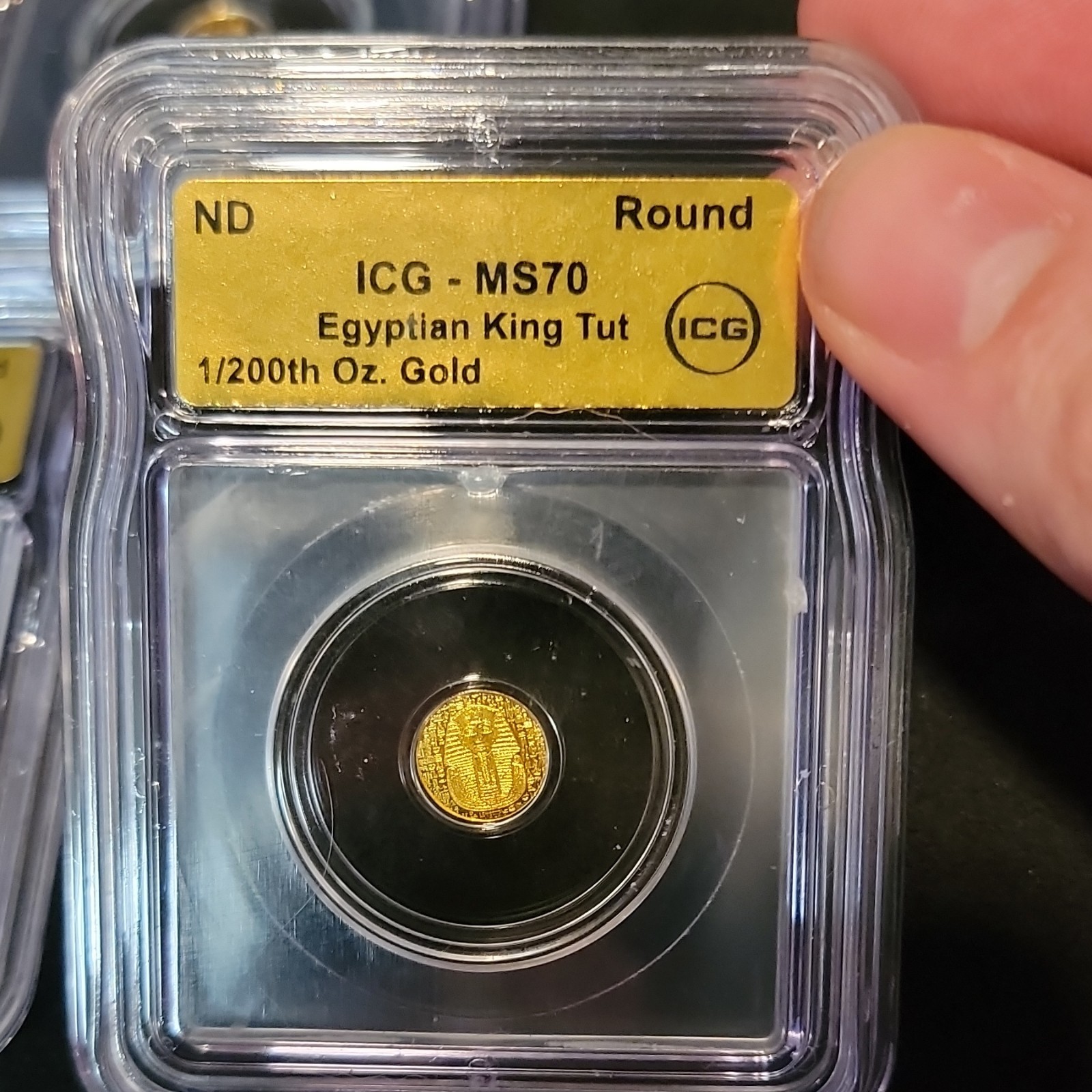 ICG Graded Egyptian King Tut 1/200th Oz Gold Round Graded Lot of 3