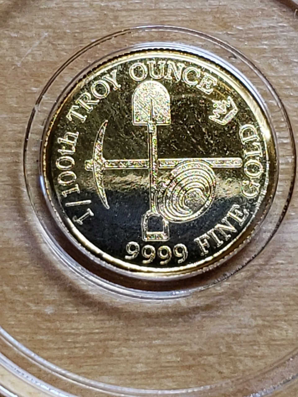 1/100 oz .9999 Fine Gold Round Gold Prospector in capsule