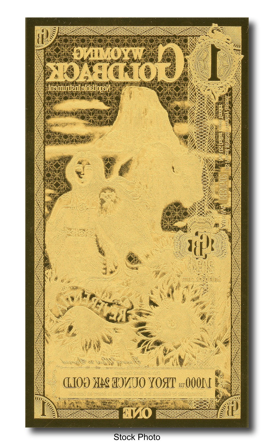 2024 Aurum 1 GB Wyoming 1/1000oz 24K Gold Foil Note Limited Edition One Goldback
