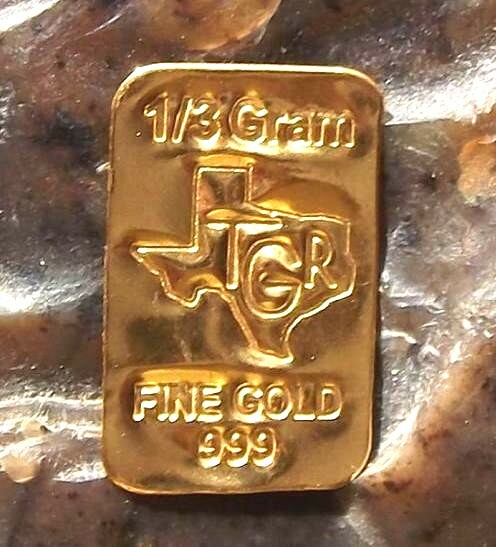 (FOUR)GOLD 1/3 GRAM G 24K PURE TGR PREMIUM INGOT BAR 999.9 CERTIFIED BULLION LOT