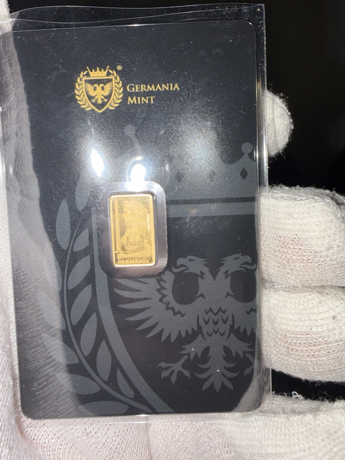 Germania Mint STAMPED BAR Lady Germania Minted 1/200 oz Gold Bar in Assay Card
