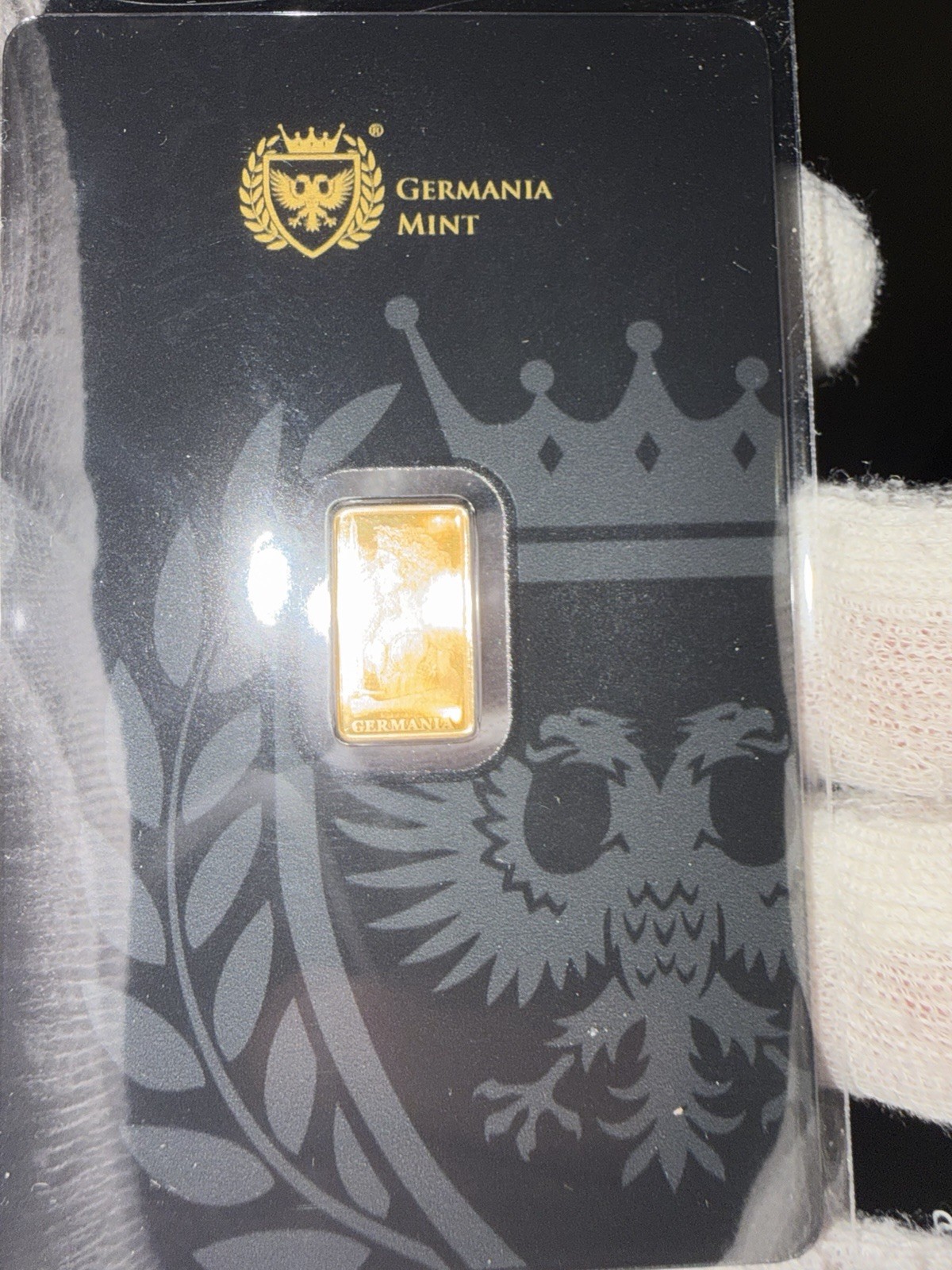 Germania Mint STAMPED BAR Lady Germania Minted 1/200 oz Gold Bar in Assay Card
