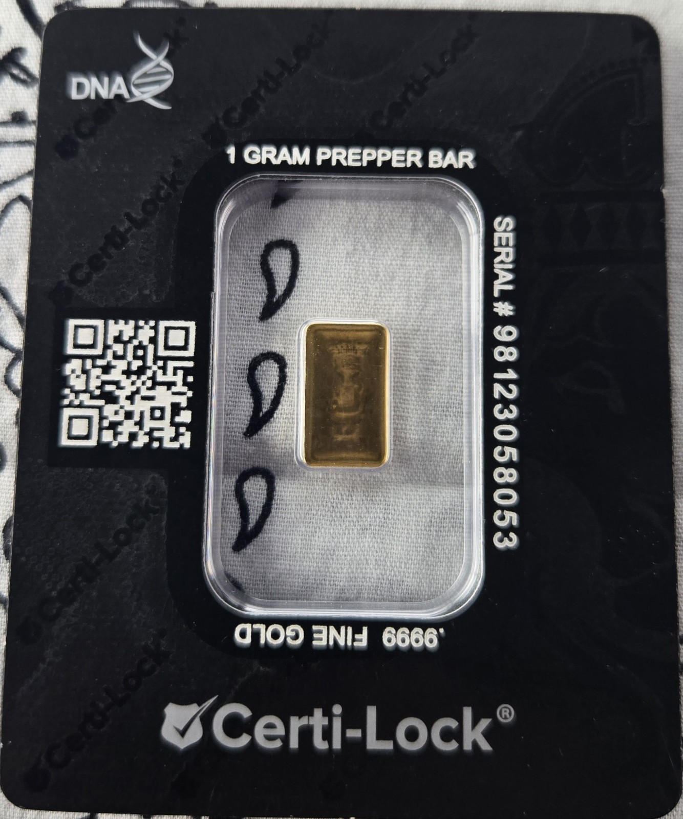 Scottsdale Mint 1 gram Gold Bar (DNA/certi-lock®)