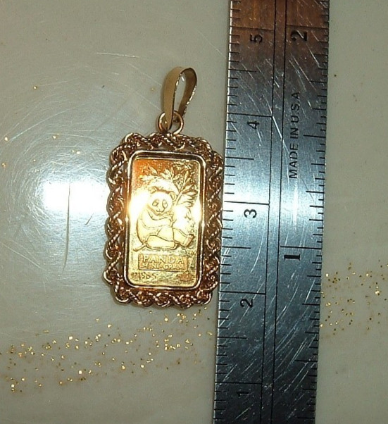 1 GRAM 999.9 FINE GOLD CREDIT SUISSE BAR 14 KT ROPE BEZEL 3MM BAIL PENDANT 1.8g