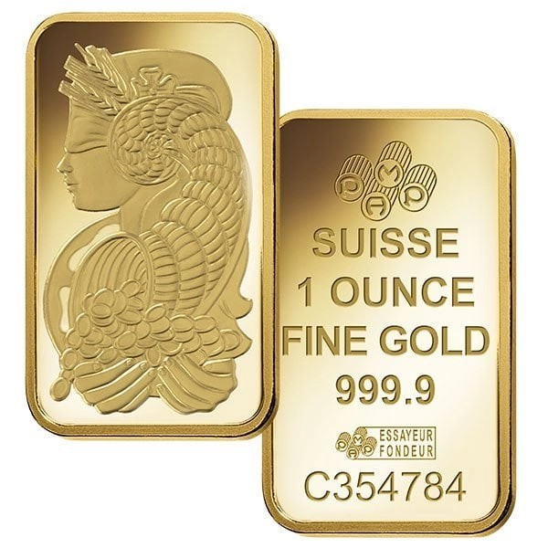 PAMP Suisse 1 oz 999.9 Fine Gold Bar Bullion in Veriscan Assay Card