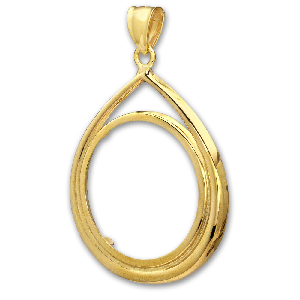 14K Gold Prong Tear Drop Coin Bezel – 22 mm