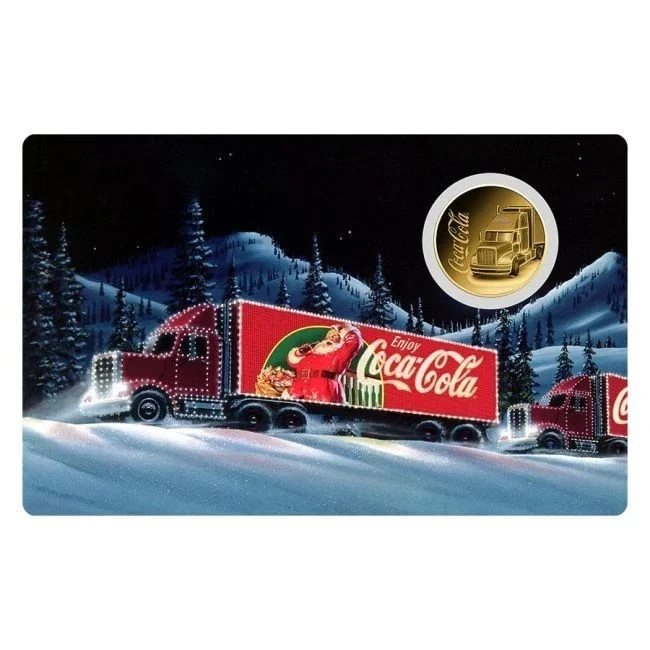 Coca-Cola Truck Coin 1/1000 oz 999 Fine Gold in Card Chad 3000 CFA Francs