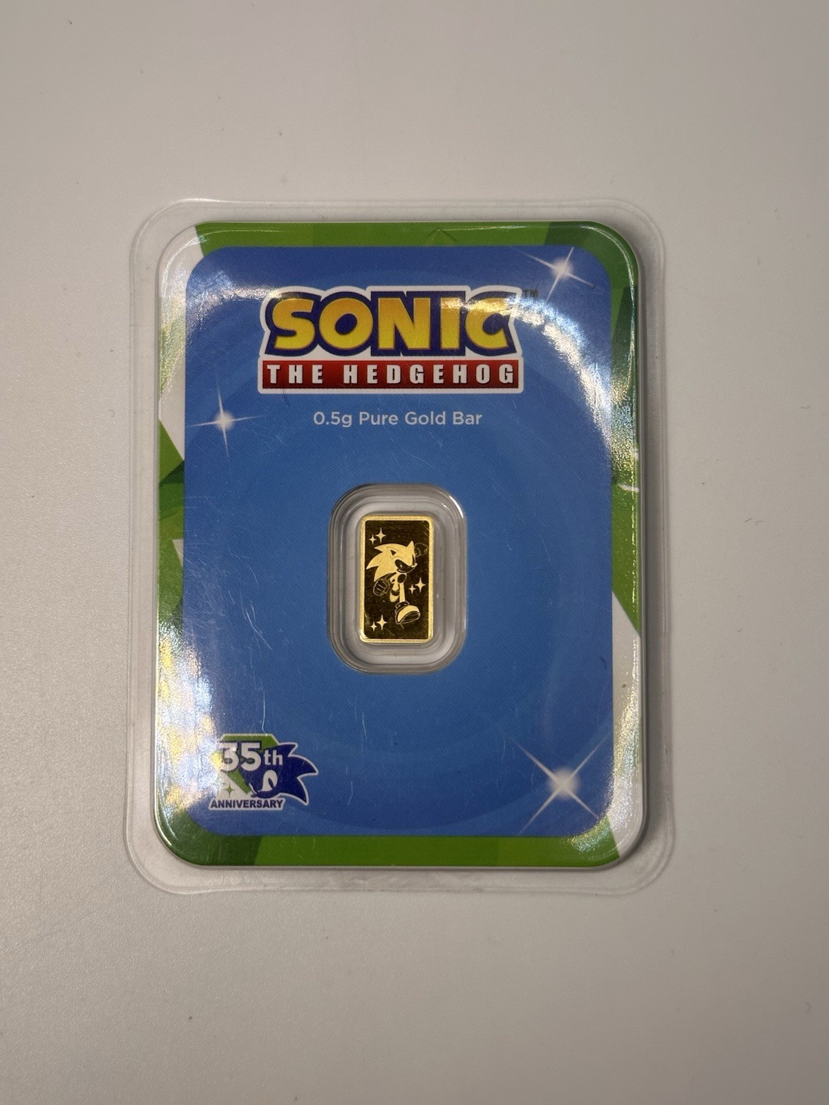 Sonic the Hedgehog 35th Anniversary 0.5g .9999 Fine Gold Bar Limited Edition TEP