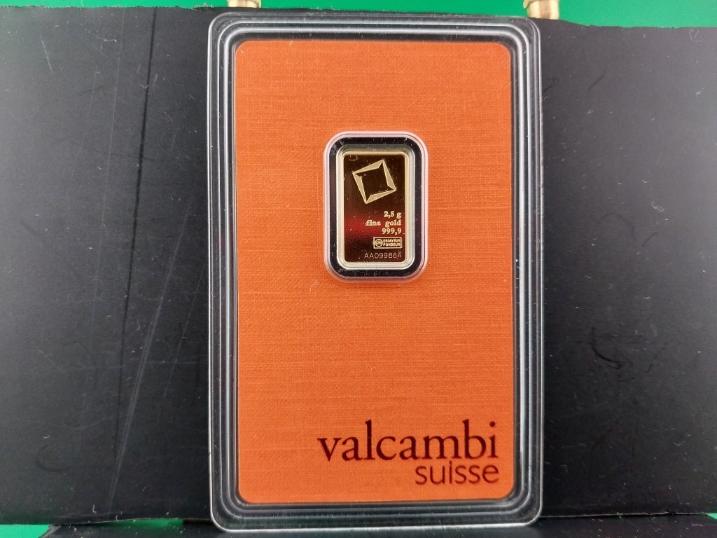 2.5 gram Gold Bar – Valcambi Suisse – 999.9 Fine in Sealed Assay ~ 1 piece
