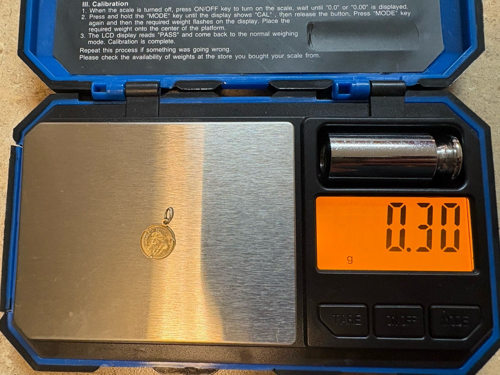14kt Gold Mini Krugerrand in bezel, International Monetary Mint, 1980