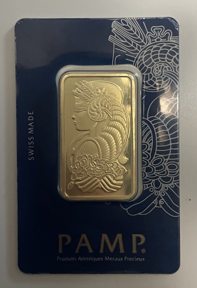1 oz Gold Bar PAMP Suisse Lady Fortuna Veriscan (In Assay) .9999 Fine
