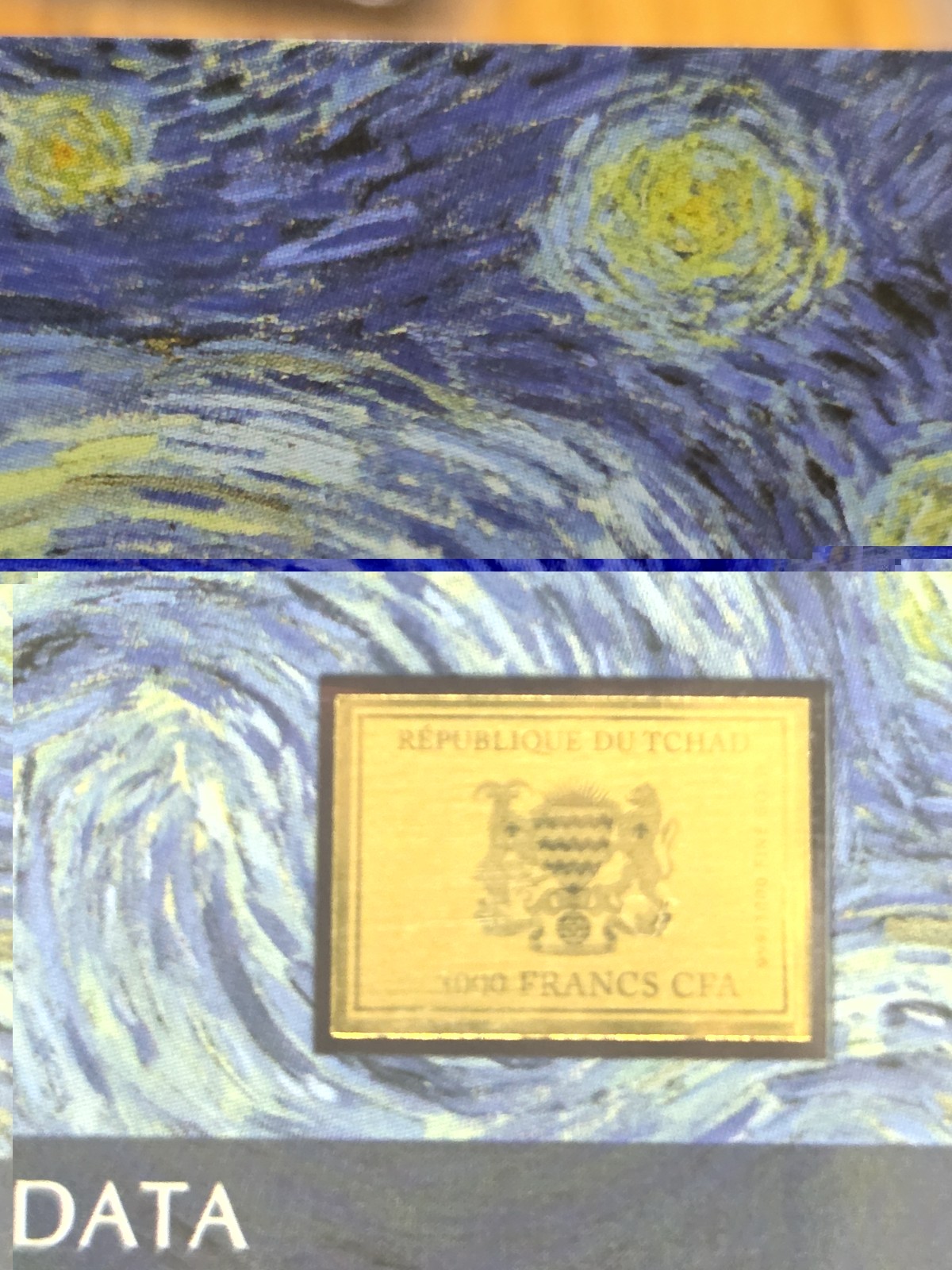 2025 Vincent Van Gogh Starry Night 1/1000Oz .999 Gold Coin card 3000 Francs Chad
